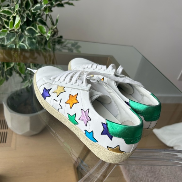 Saint Laurent - Court Leather Trainers with Stars - Size EU 38.5 - Picture 4 of 6